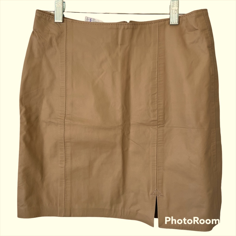 100% Tan Leather Mini Skirt size small